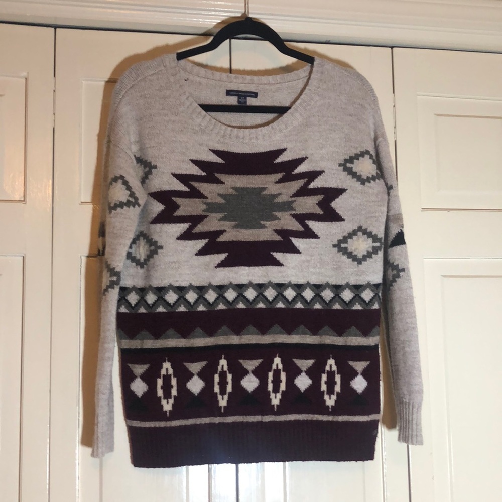 AE Native American Tribal Sweater wool blend SZ S